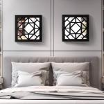 KOYILTD 2 Pack Rustic Square Wall Mirrors