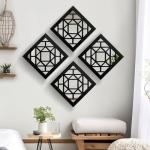 KOYILTD 2 Pack Rustic Square Wall Mirrors