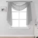 Soft Gray Semi Sheer Window Scarf Valance