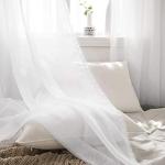 MIULEE White Sheer Curtains with Grommets - 2 Panels