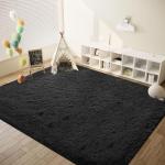 Large Soft Black Shag Rug for Living Room