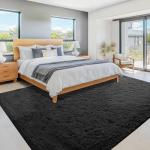 Large Soft Black Shag Rug for Living Room