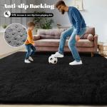 Large Soft Black Shag Rug for Living Room
