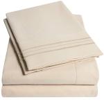 Queen Beige Cream Luxury Bed Sheet Set
