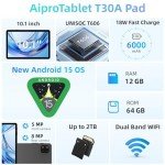 10-Inch Android 15 Tablet with Octa-Core Processor