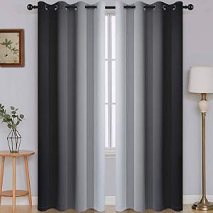 Ombre Room Darkening Curtains - Black to Grey