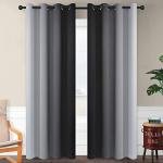 Ombre Room Darkening Curtains - Black to Grey