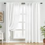 White Privacy Sheer Curtains - Light Filtering Panels