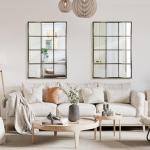 Bronze Windowpane Wall Mirror for Home Decor