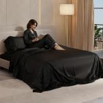 Stoa Paris Queen Satin Sheet Set - Black