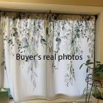 Eucalyptus Floral Kitchen Window Curtains - Sage Green