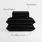 Stoa Paris Queen Satin Sheet Set - Black