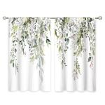 Eucalyptus Floral Kitchen Window Curtains - Sage Green