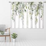 Eucalyptus Floral Kitchen Window Curtains - Sage Green