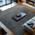 Fluffy Grey 8x10 Area Rug for Living Room