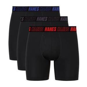 Hanes Men's Performance Boxer Briefs, 3-Pack Black