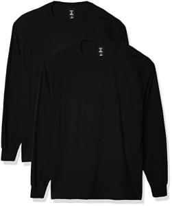 Hanes Men's Black Long Sleeve Beefy-T Shirt 2-Pack