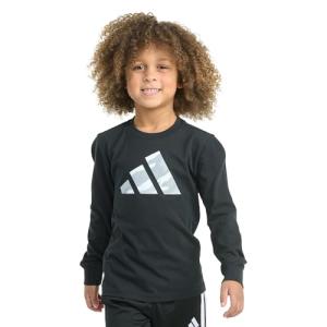 Adidas Boys Camo Logo Long Sleeve Tee, Black