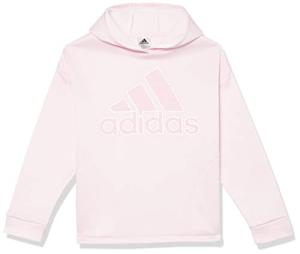 Adidas Girls' Pink Hooded Fleece Pullover, Large