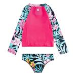 Hurley Girls' Long Sleeve Rash Guard Swimsuit Set