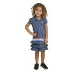 adidas Girls' Ruffle Active Polo Dress, Navy Stripe