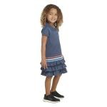 adidas Girls' Ruffle Active Polo Dress, Navy Stripe