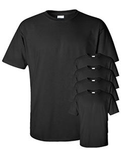 Gildan Men's Black T-Shirt, Large, Pack of 5