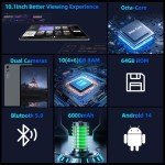 10-Inch Android 14 Tablet with Octa-Core Processor