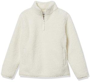 Girls' Sherpa Fleece Quarter-Zip Jacket, Ivory