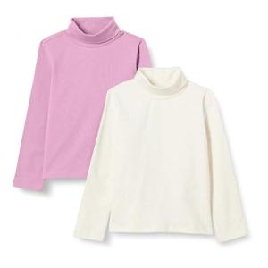 Girls' Turtleneck T-Shirt 2-Pack, Oatmeal/Mauve