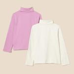 Girls' Turtleneck T-Shirt 2-Pack, Oatmeal/Mauve