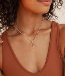 Dainty 14K Gold Plated Cross Necklace for Women