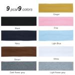 9Pcs Non-Slip Soft Cotton Headbands for Women