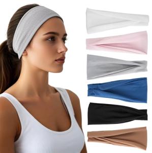 6 Pack Wide Elastic Headbands for Women