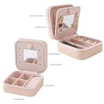 Pink Travel Jewelry Organizer Case with Mirror