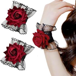 Gothic Rose Lace Gloves for Costume and Dress