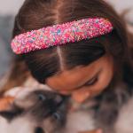 Cute Padded Headband for Girls - Pink Confetti