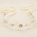 Gold Flower Girl Headband with Rhinestones and Pearls