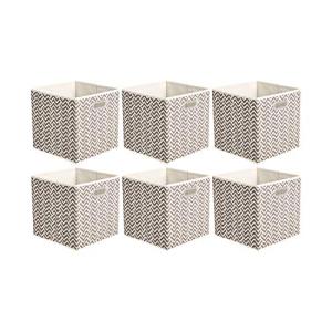 Collapsible Cube Storage Bins, 6-Pack, Taupe
