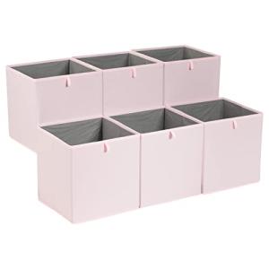 Collapsible Cube Organizer Bins, Peony Pink, 6-Pack