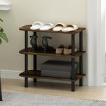 Furinno 3-Tier Shoe Rack Organizer, Amber Pine/Black