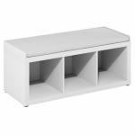 Furinno White Storage Bench with Padded Cushion