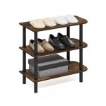 Furinno 3-Tier Shoe Rack Organizer, Amber Pine/Black