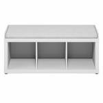 Furinno White Storage Bench with Padded Cushion