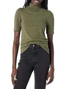Women's Olive Puff Sleeve Turtleneck by Amazon Essentials