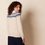 Women's Soft-Touch Crewneck Sweater, Blue Taupe Fair Isle