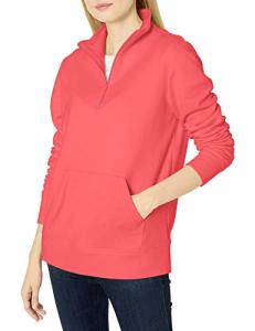 Amazon Essentials Women's Fleece Quarter-Zip Top, Coral