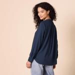 Amazon Essentials Women's Navy Popover Blouse, Medium