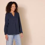 Amazon Essentials Women's Navy Popover Blouse, Medium