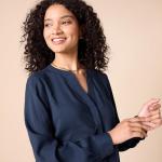 Amazon Essentials Women's Navy Popover Blouse, Medium